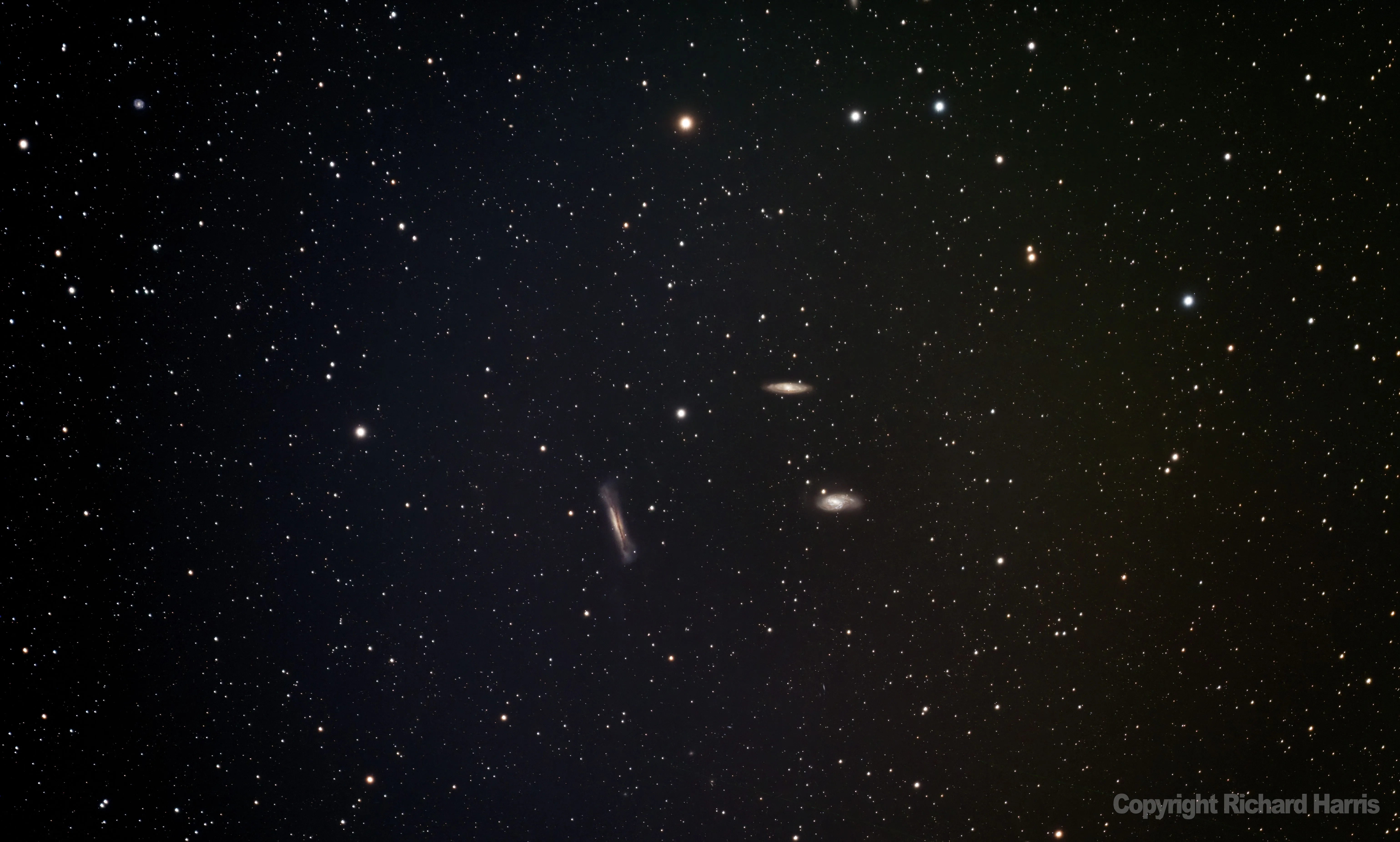 Leo Triplet captured using a Meade 70mm 6000 series APO by Richard Harris at Ozark Hills Observatory