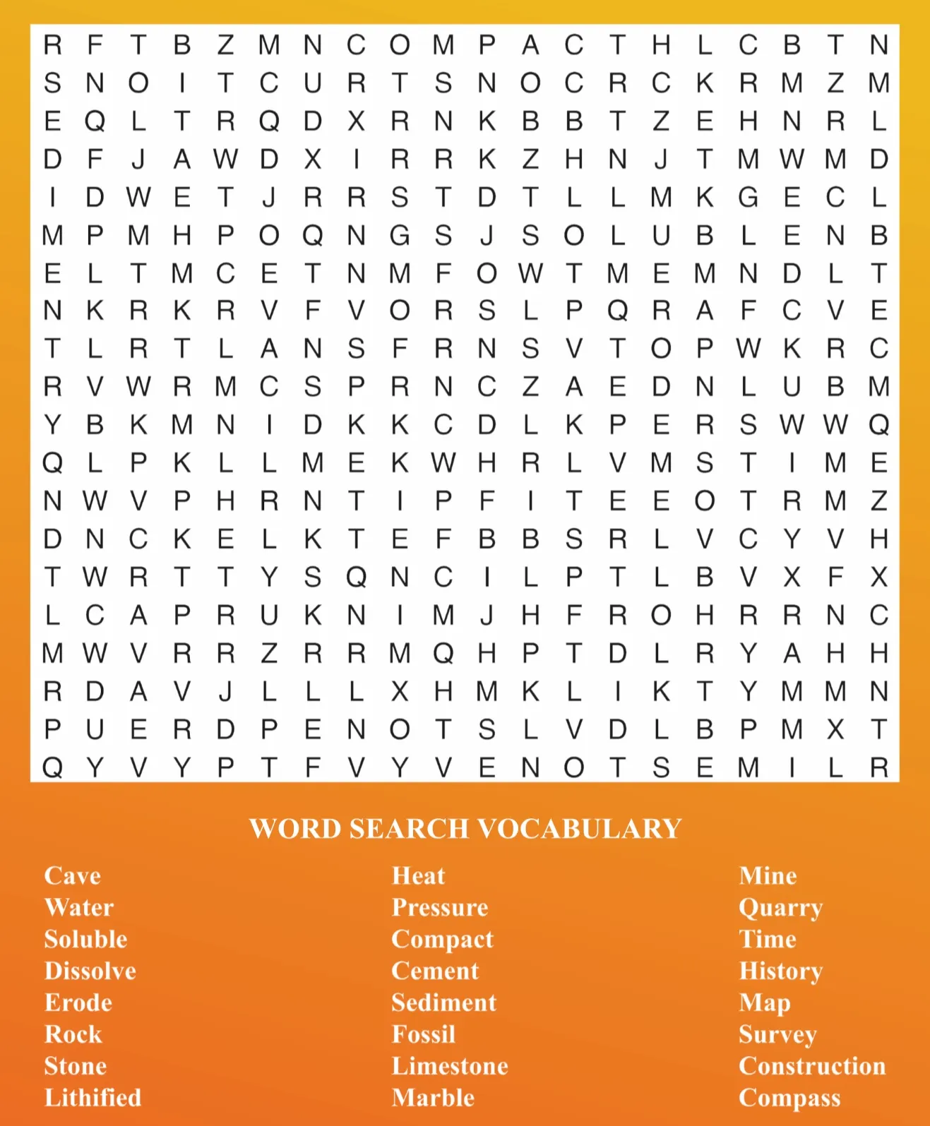 Ozarks Limestone Word Search