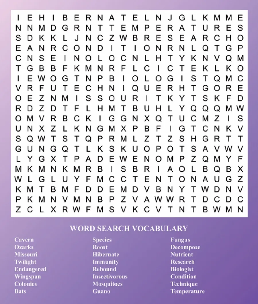 Bats of the Ozarks Word Search