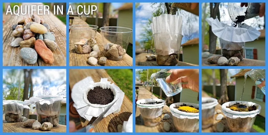 Create Your Own Aquifer in a Cup to observe how water is stored underground