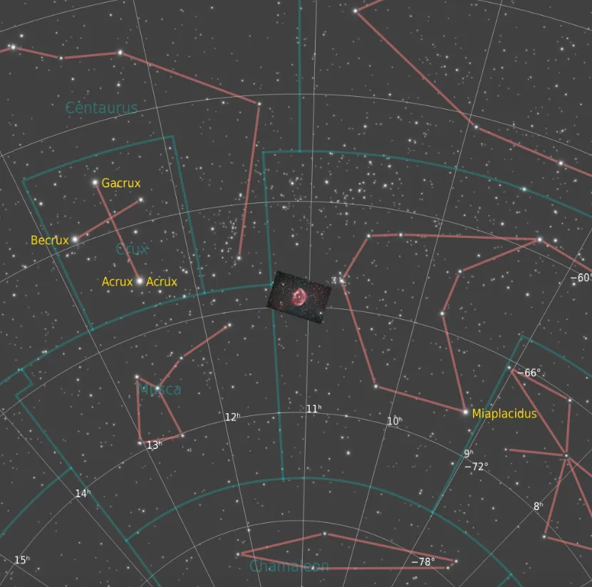 Night sky map of RCW 58 star region