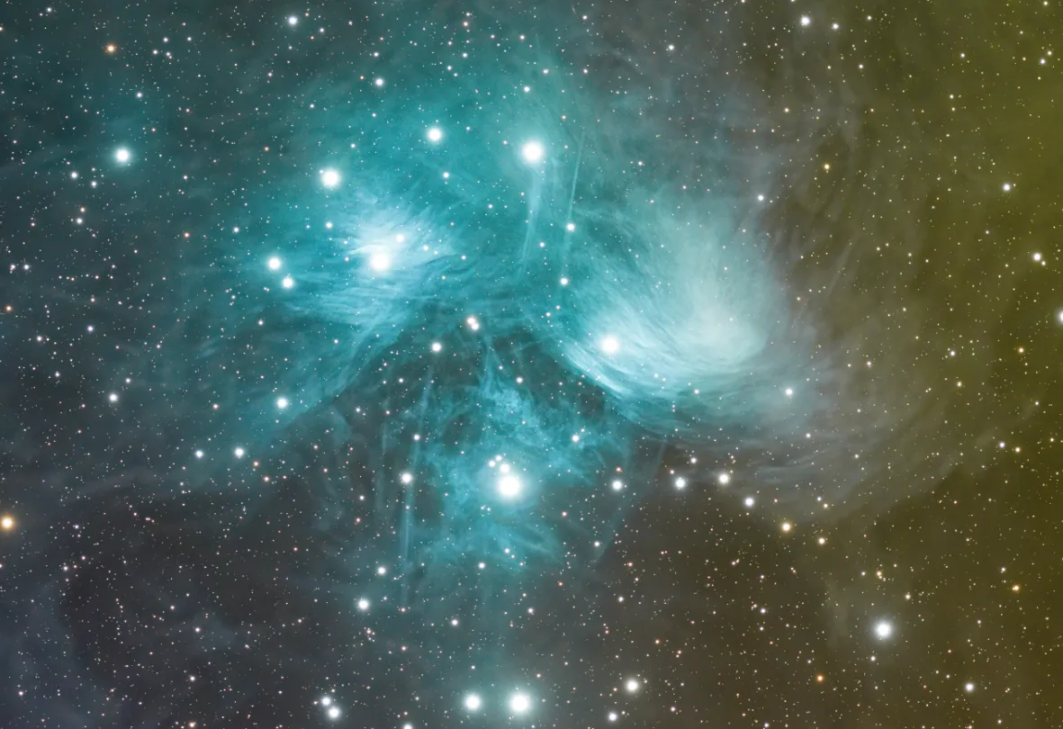 M45 zoomed in to show 7 stars