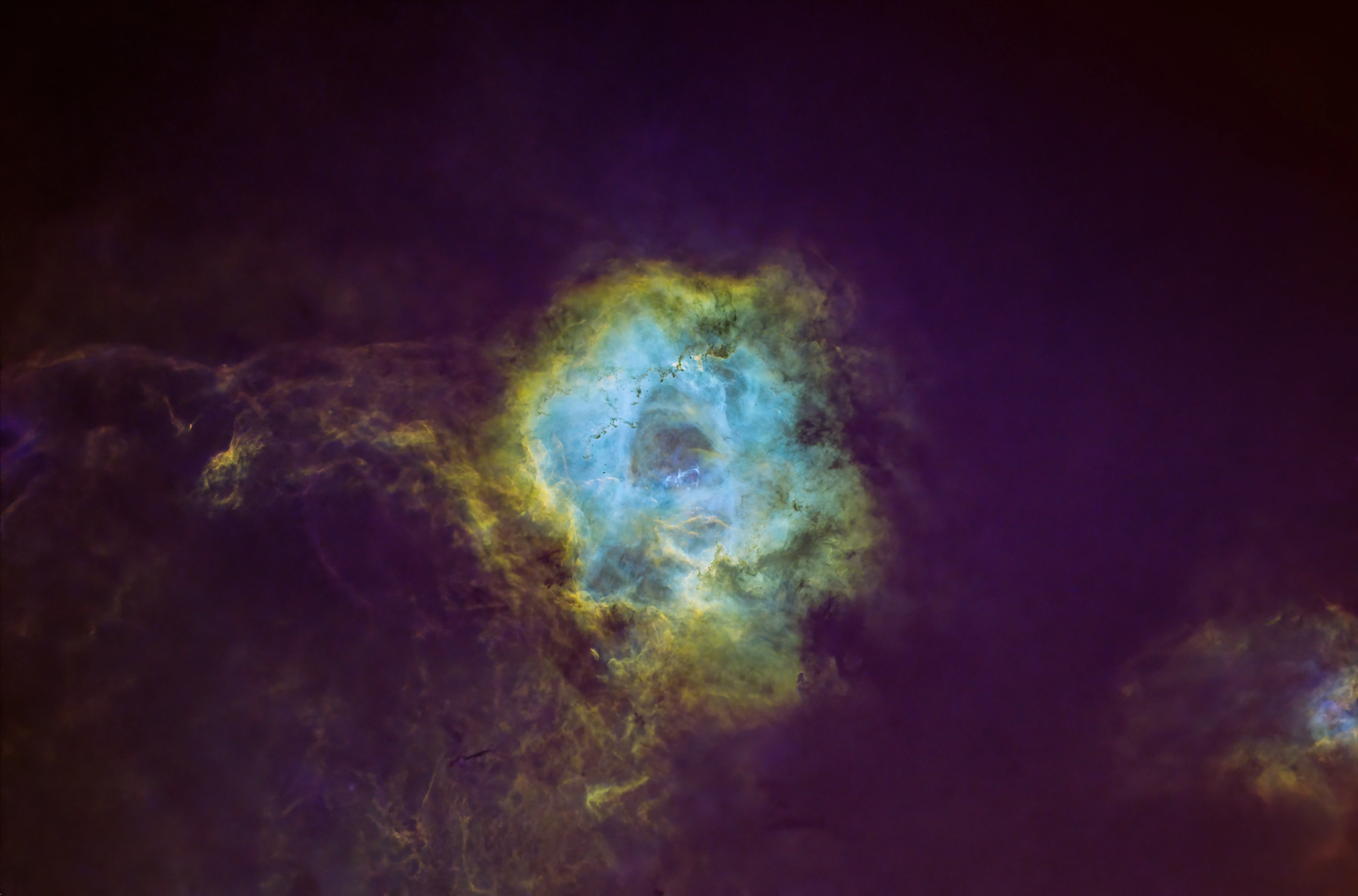A Rosette Nebula photo without stars highlights its gas and dust.