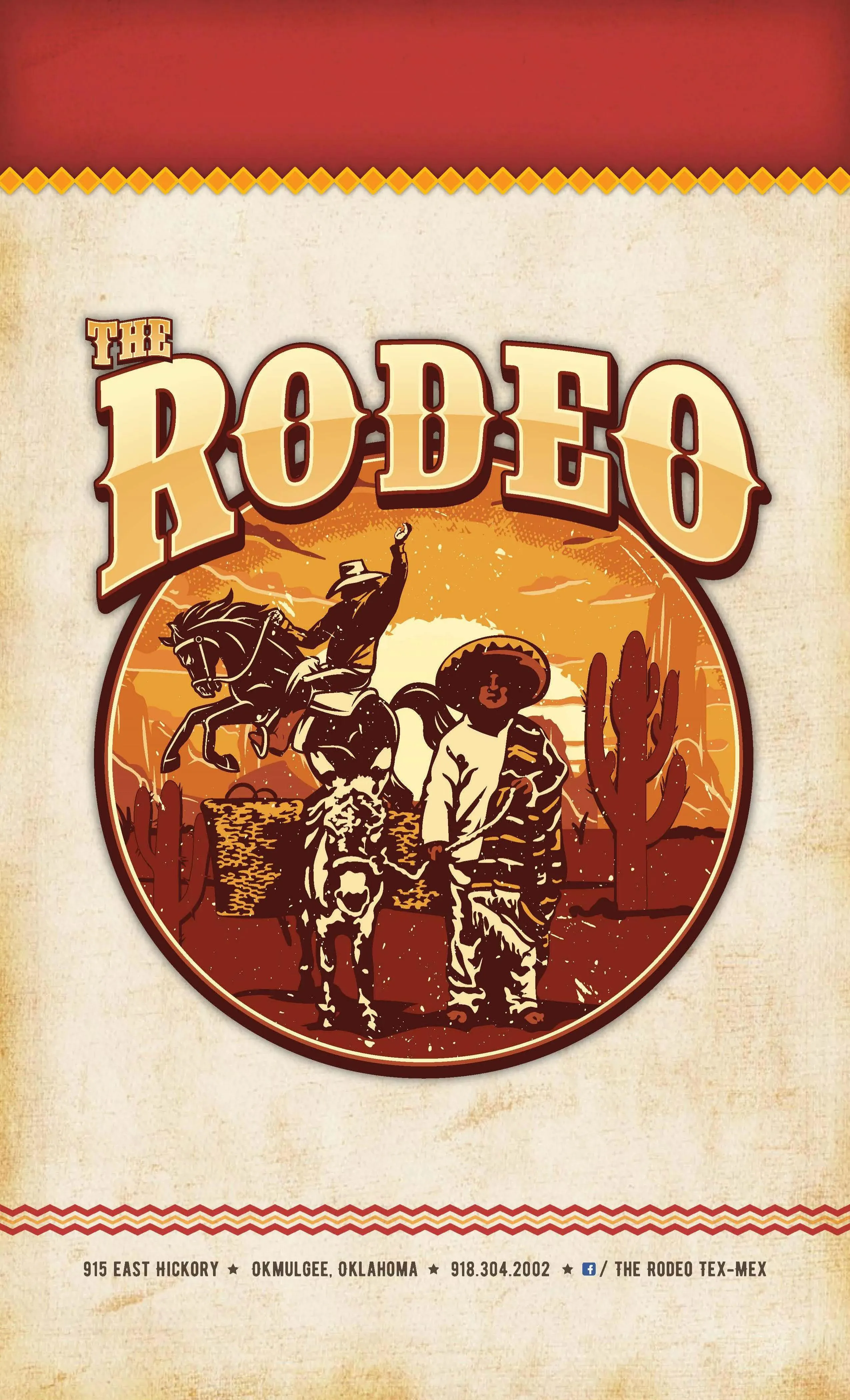 The Rodeo in Okmulgee menu cover page.