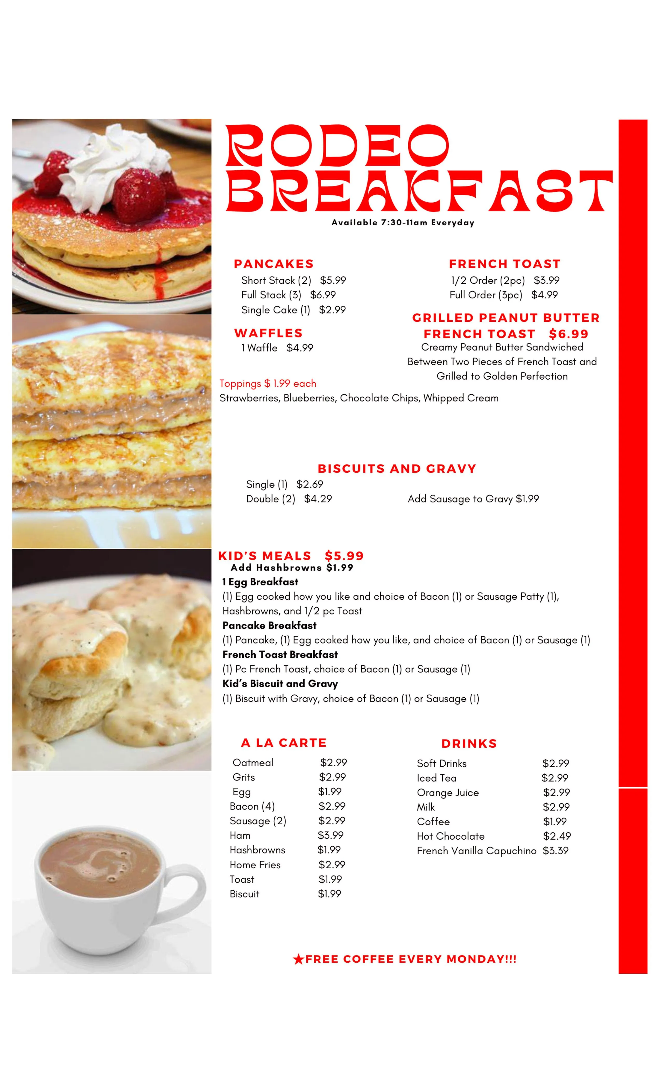 The Rodeo in Okmulgee breakfast menu page 2
