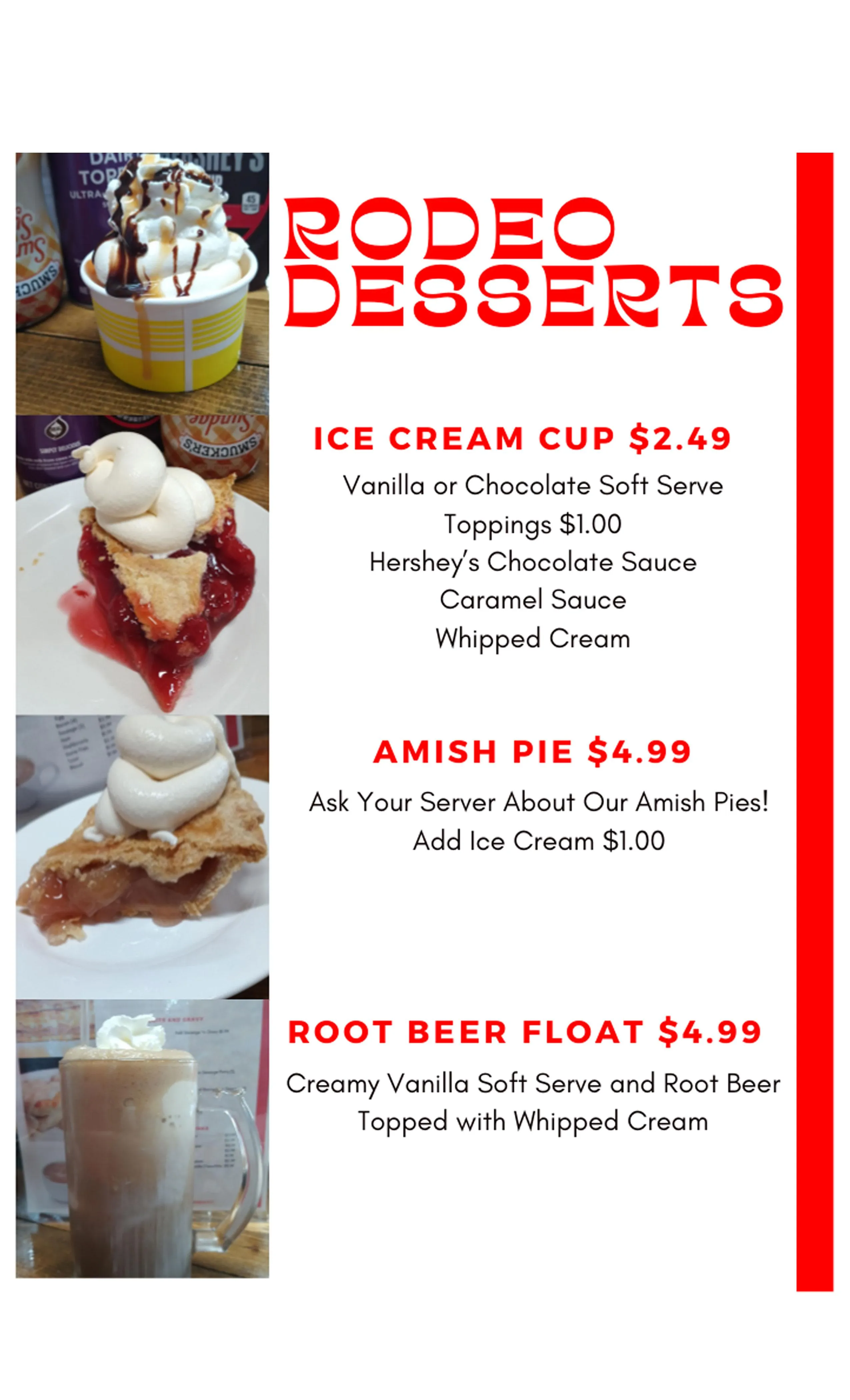 The Rodeo in Okmulgee dessert menu.