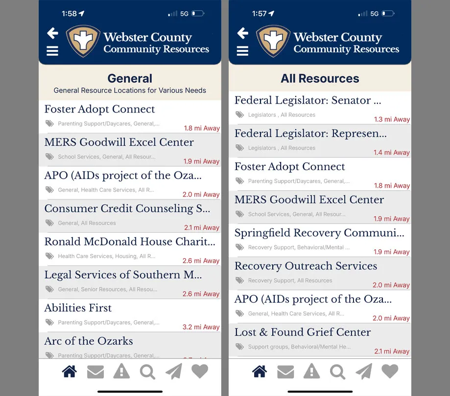 Key features of the Webster County Resources App Key features of the Webster County Resources App