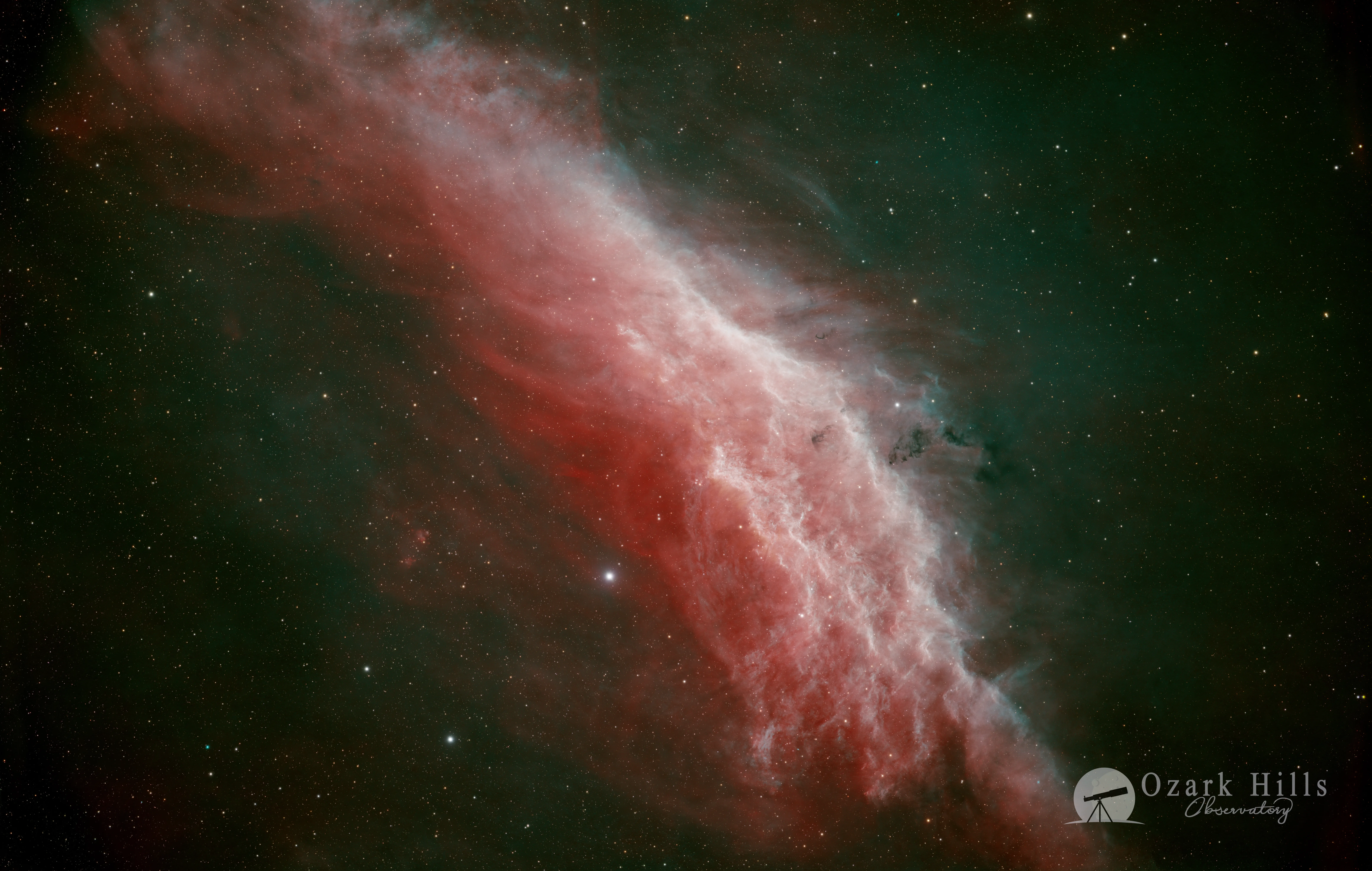 California Nebula captured by Richard Harris astronomer using a Takahashi FSQ-106-EDX4 and high resolution 6200MM camera
