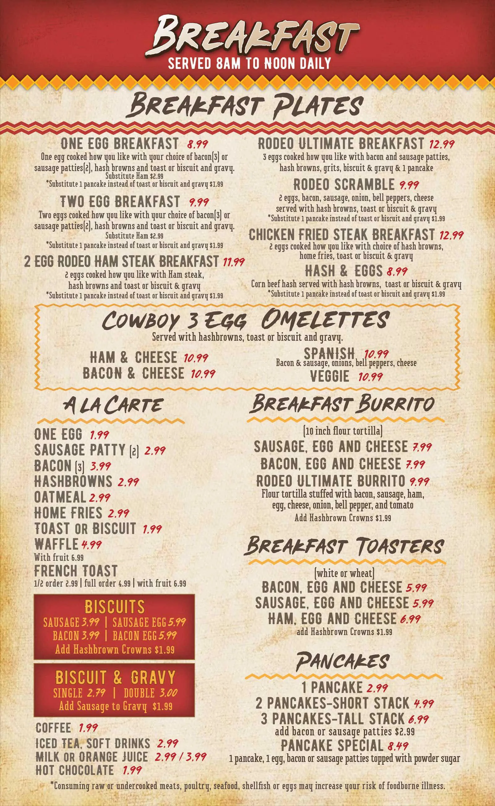 The Rodeo in Okmulgee breakfast menu