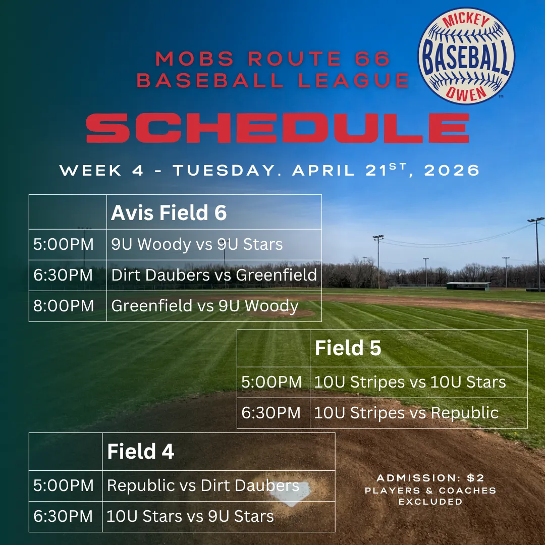 Mickey Owen Route 66 Showdown Schedule page 3.