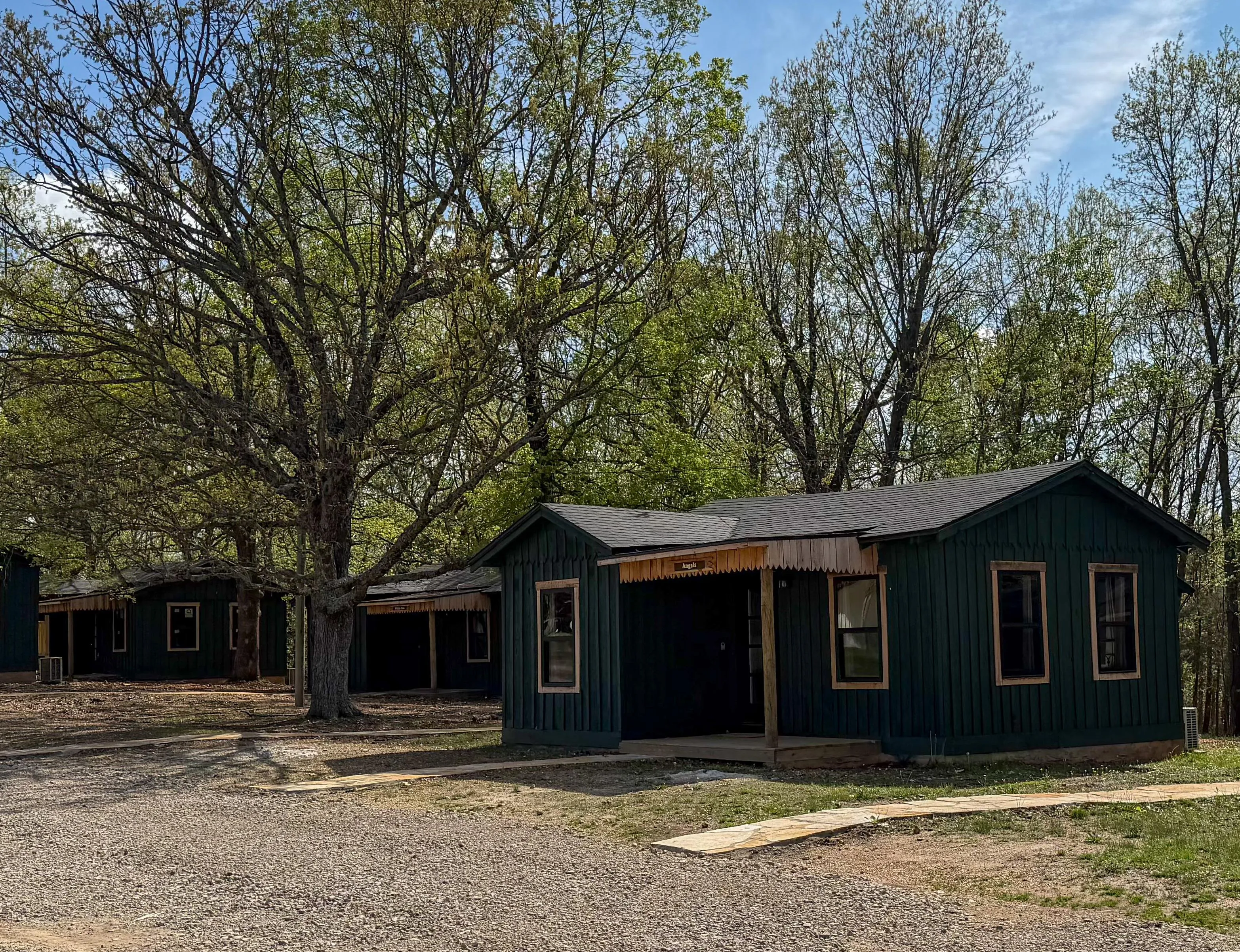 Book your stay at the cozy cabins at the Mickey Owen Baseball School.