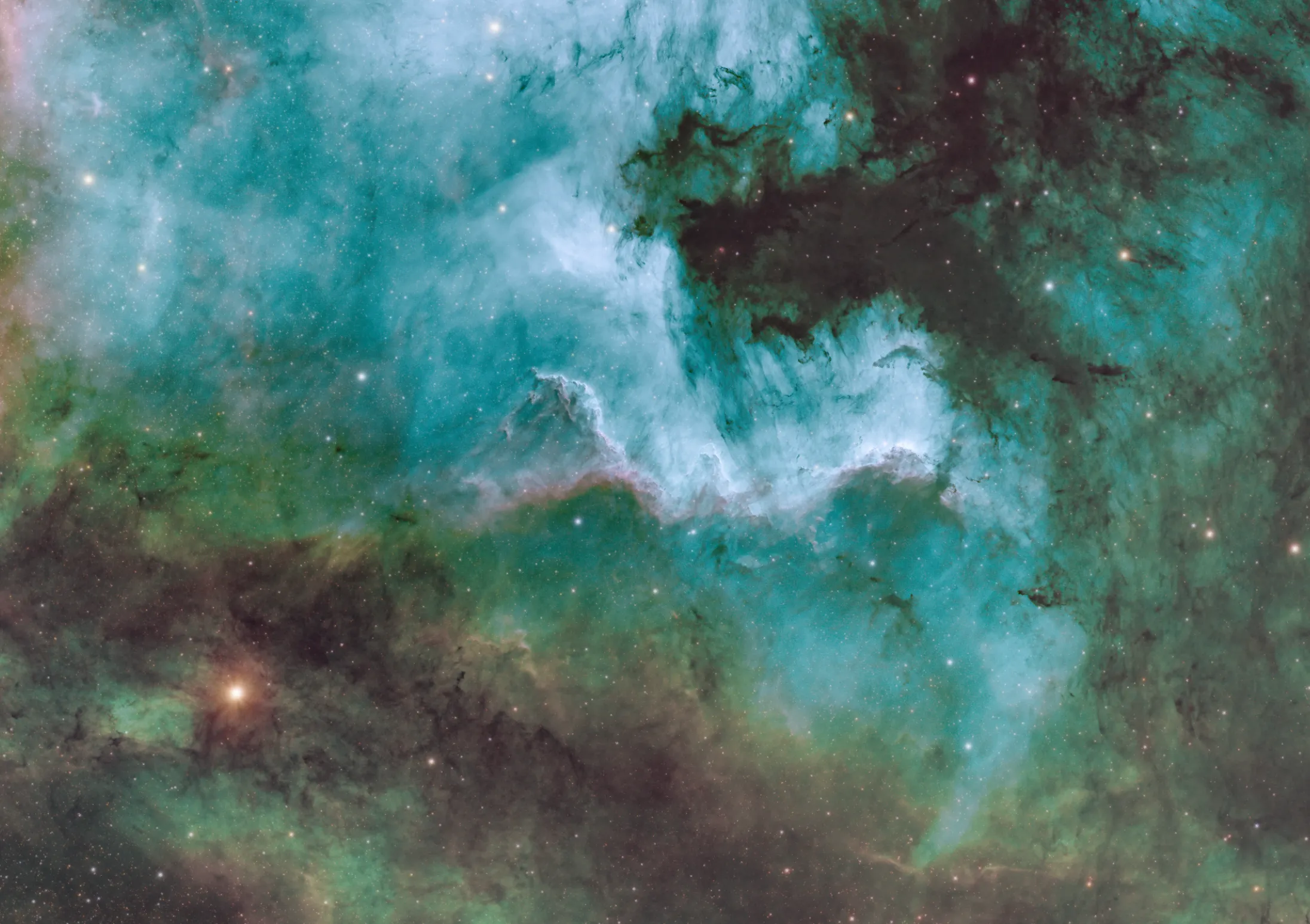 Cygnus Wall region of the North American Nebula a dense ridge of gas and dust